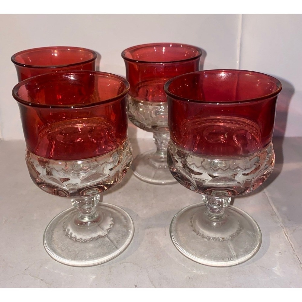 Vintage Tiffin Kings Crown Ruby Red Sherry Glasses